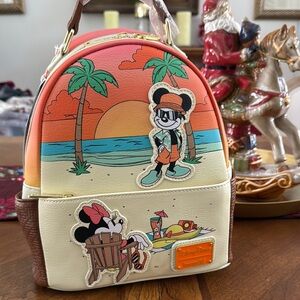 Loungefly Disney Mickey and Minnie Sunset Beach Backpack - Multicolor